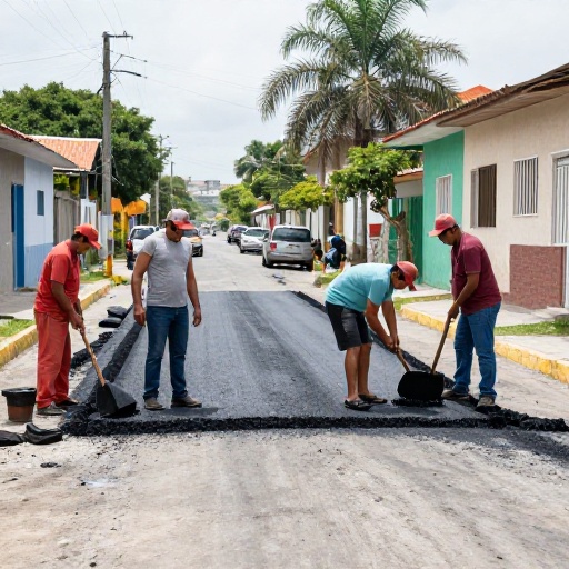 Alcaldía renueva asfalto en calle Elian Luit, vía clave de la Cdla. La FAE