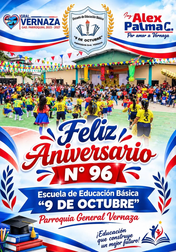 Escuela 9 de Octubre cumple un nuevo aniversario en General Vernaza con el apoyo de la Junta Parroquial